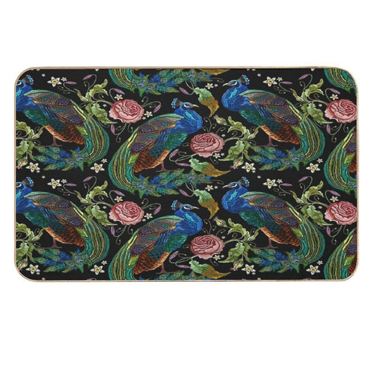 Embroidery Peacocks  Multi-Purpose Bath Mat