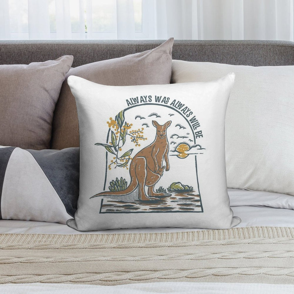 Vintage Style Kangaroo  Always Was Always Will Be Soft Short Plush Fabric Throw Pillow