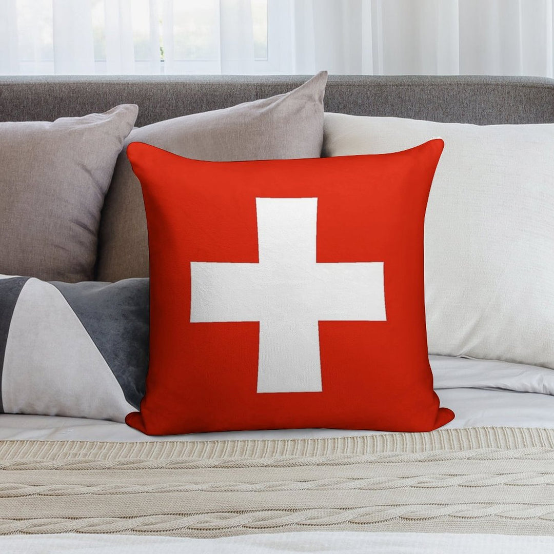 Flag of Switzerland Soft Short Plush Fabric Throw Pillow