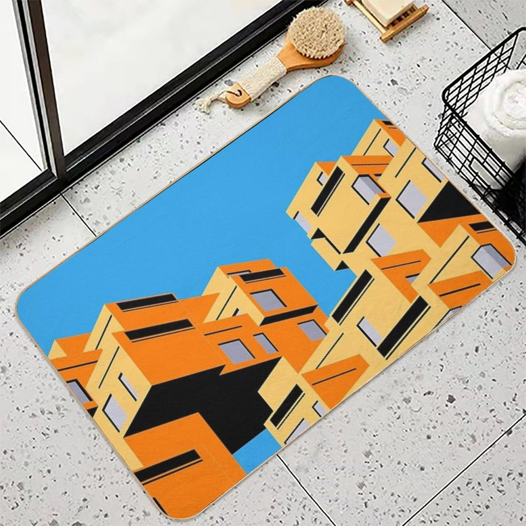 Habitat 67 Block Colours, Montreal, Canada Print, Brutalist, Brutalism, Architecture  Rapid-Drying Bath Mat