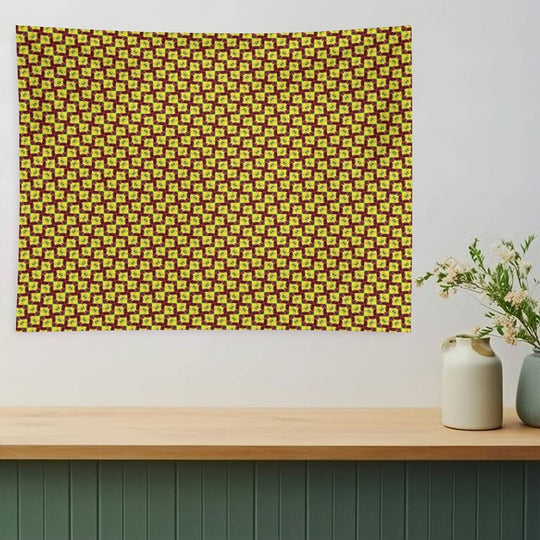 Gold And Green Angled Diamond Bowties on Red Tapestry