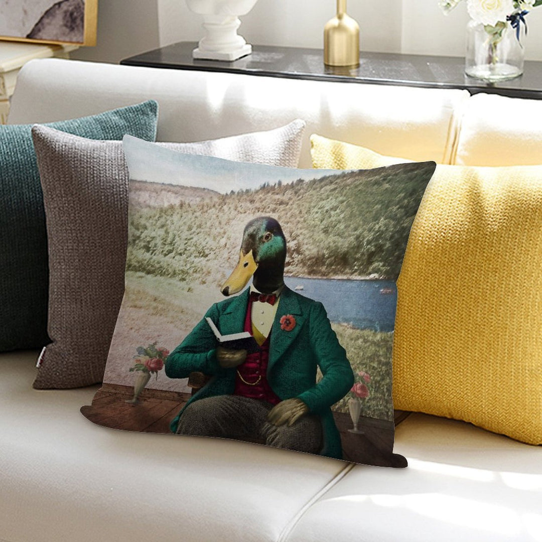 Monsieur Mallard Reading An Improving Book Soft Washable Throw Pillow