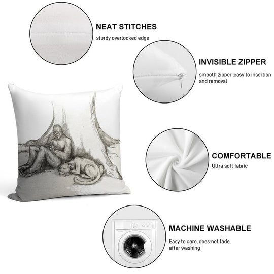 Bigfoot And Cougar Soft Washable Throw Pillow