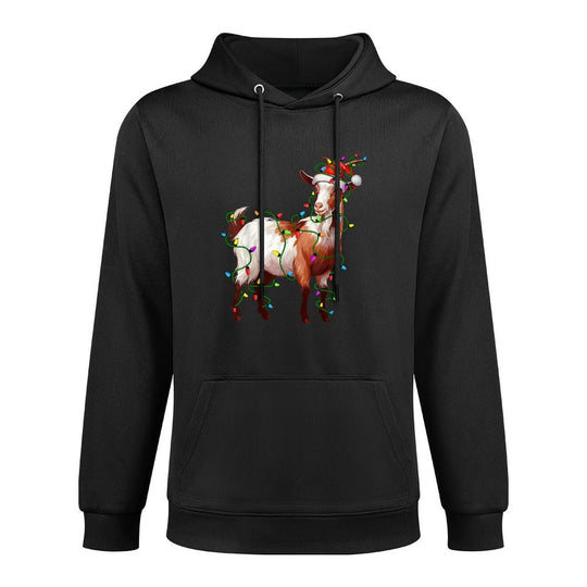 Goat Santa Christmas Tree Lighting Xmas Funny Colorfast Hoodie