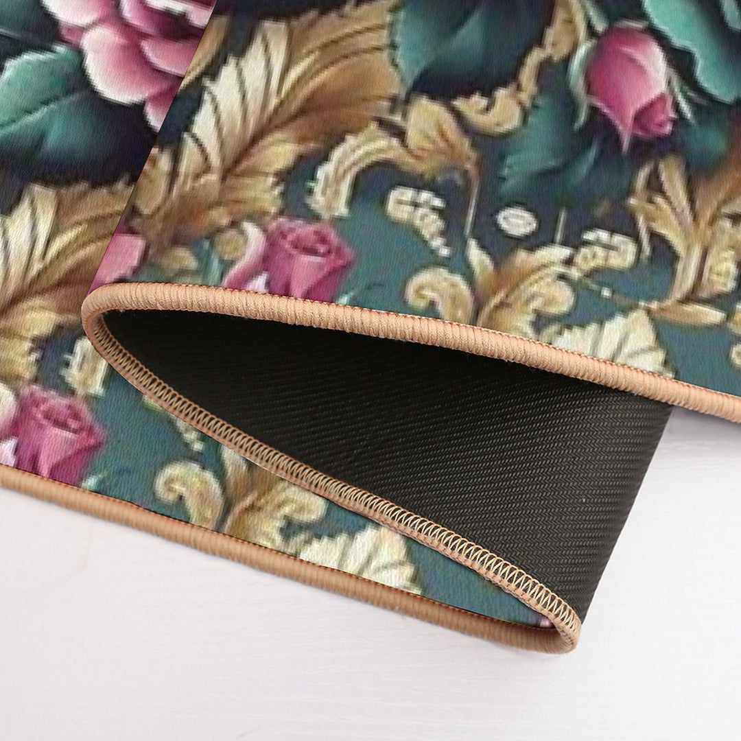 Dark Pink & Teal Baroque Roses  Multi-Purpose Bath Mat