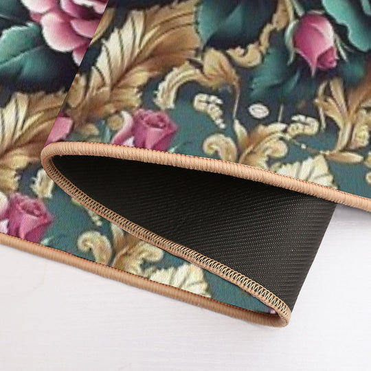 Dark Pink & Teal Baroque Roses  Multi-Purpose Bath Mat