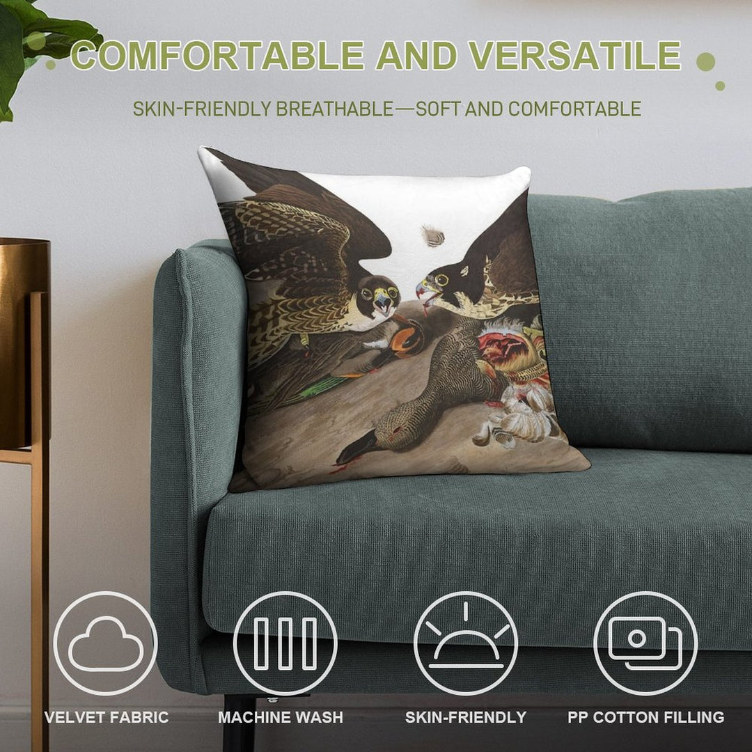 Peregrine Falcon - John James Audubon Soft Home Decor Throw Pillow