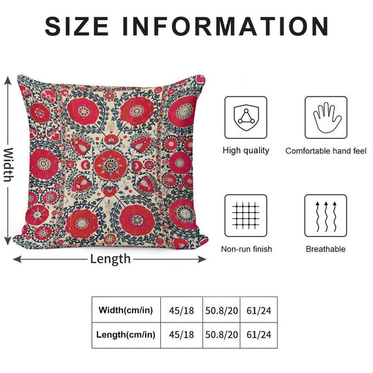 Shakhrisyabz Bokhara Uzbekistan Silk Embroidery Print Soft Home Decor Throw Pillow
