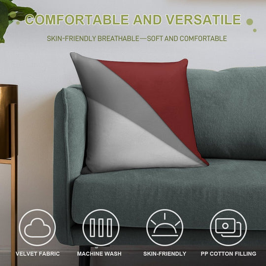 Decorative Red And Gray Soft Home Decor Throw Pillow