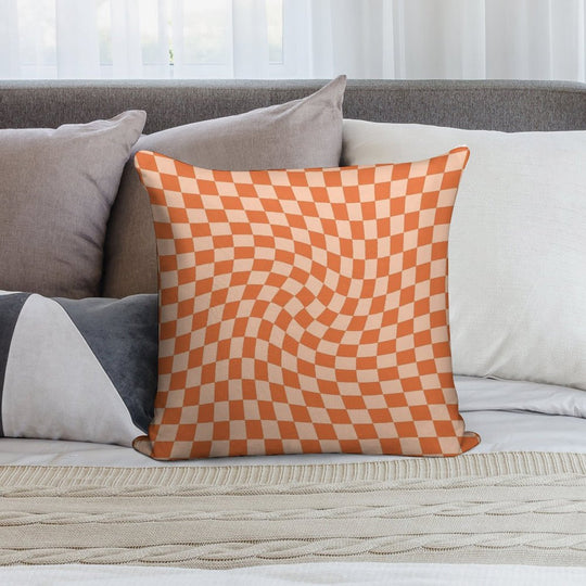 Check IV - Orange Twist Soft Bedroom Essential Throw Pillow