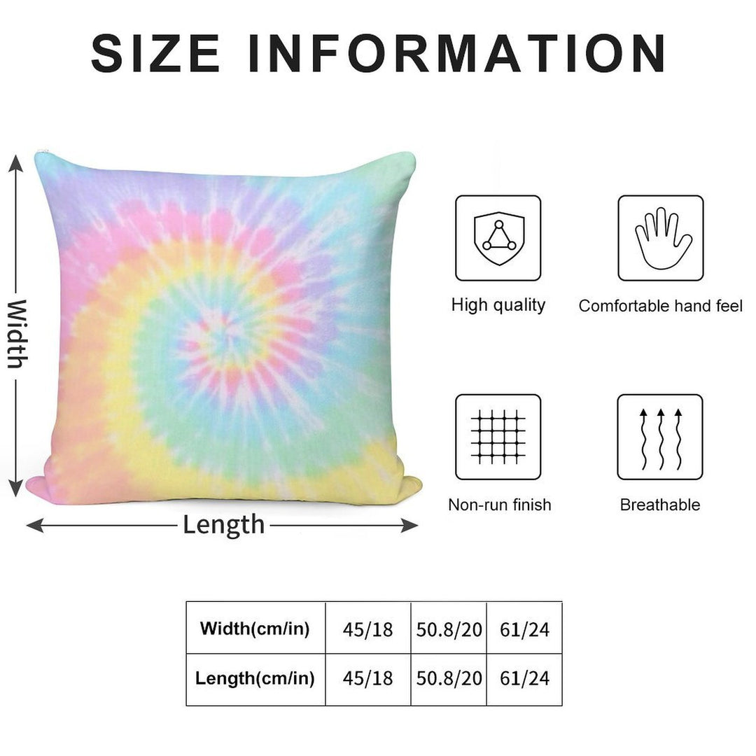 Rainbow Tie Dye Soft Decorative Cover Throw Pillow