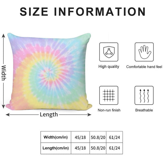 Rainbow Tie Dye Soft Decorative Cover Throw Pillow
