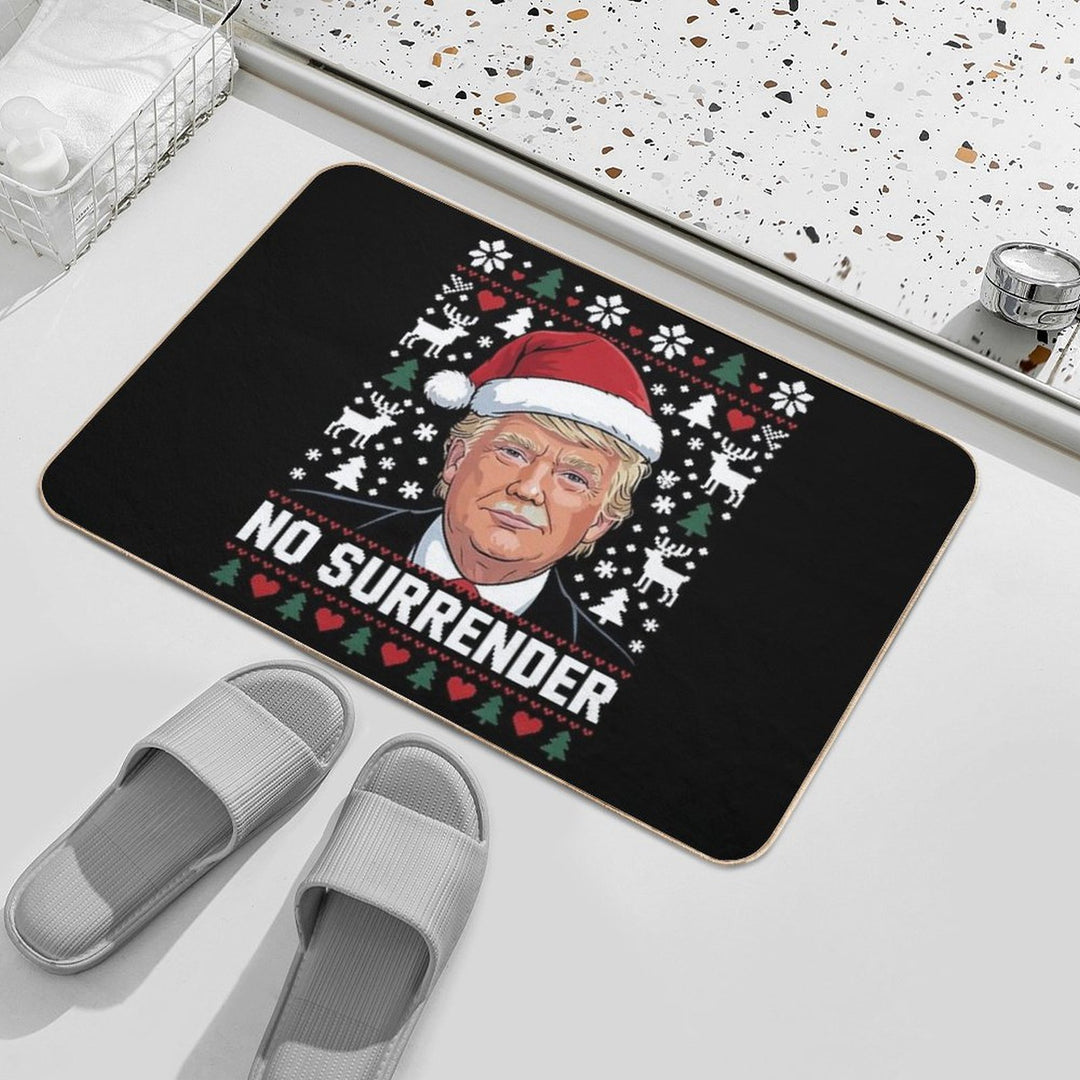 Trump Mug Shot NO SURRENDER Pro Trump Ugly Christmas  Repositionable Bath Mat