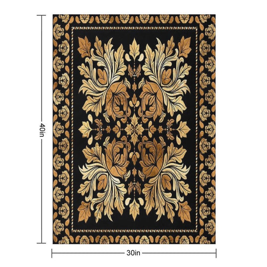 Oriental Vintage Damask Ornament - Black And Gold All-season Throw Blanket