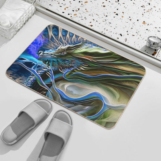 Fractal Blue Dragon  Toxin-Free Bath Mat