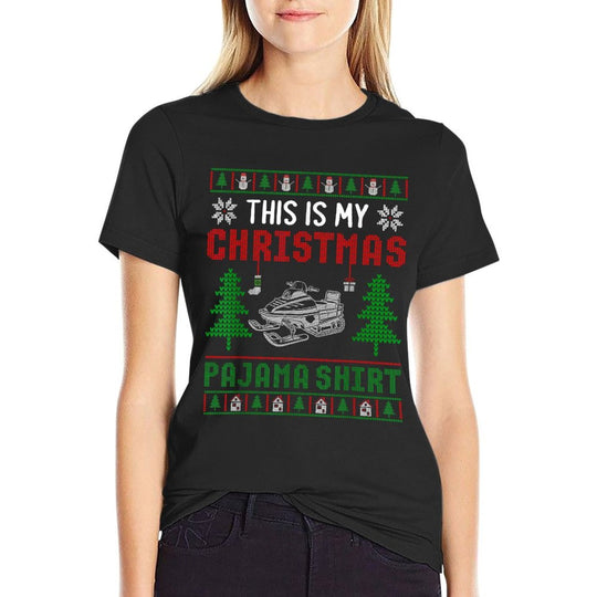Ugly Xmas Sweater Snowmobile This Is My Christmas Pajama  Cotton T-Shirt