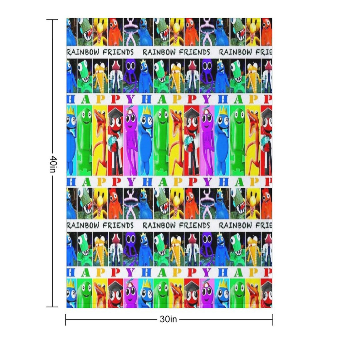 Rainbow Friends Happy Happy Velvety-soft Throw Blanket
