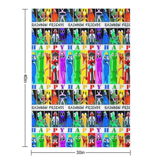 Rainbow Friends Happy Happy Velvety-soft Throw Blanket