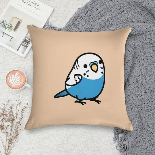 Chubby Blue Budgie - Male Soft Shrink-Resistant Throw Pillow