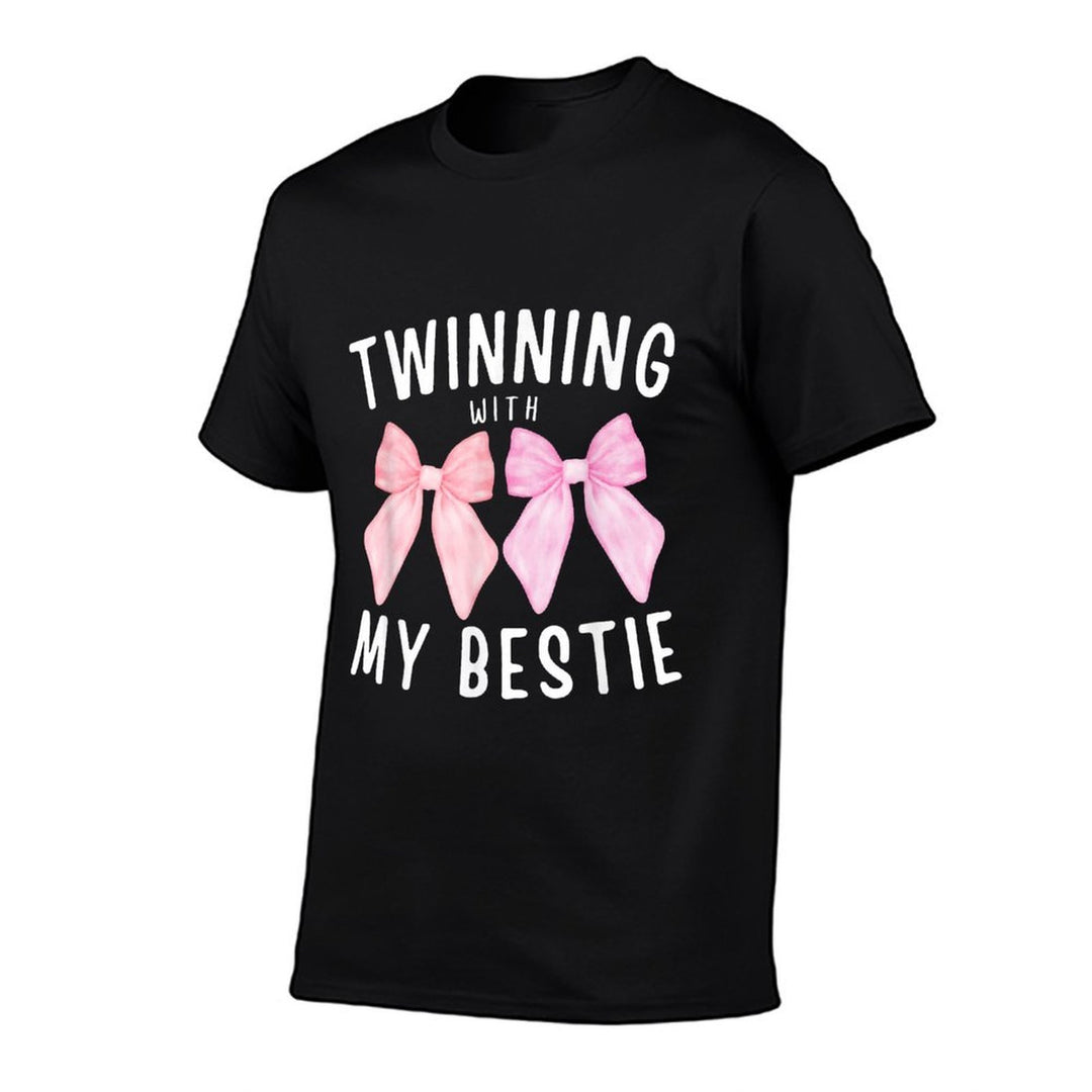 Pink Bow Twinning With My Bestie Twin Matching Twins Friends  Graphic-printed T-Shirt