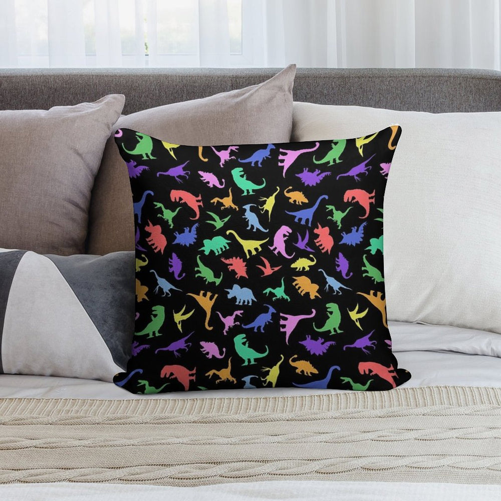 Fun Dinosaur Pattern (Black Background) Soft Home Decor Throw Pillow
