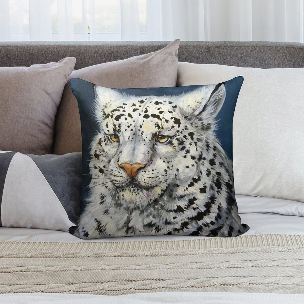 Snow Leopard Soft Hidden Zipper Throw Pillow