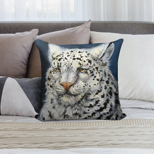 Snow Leopard Soft Hidden Zipper Throw Pillow