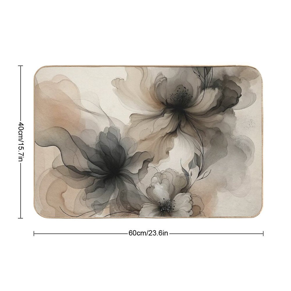 Beige Bloom Shadows  Dirt-Trapping Bath Mat