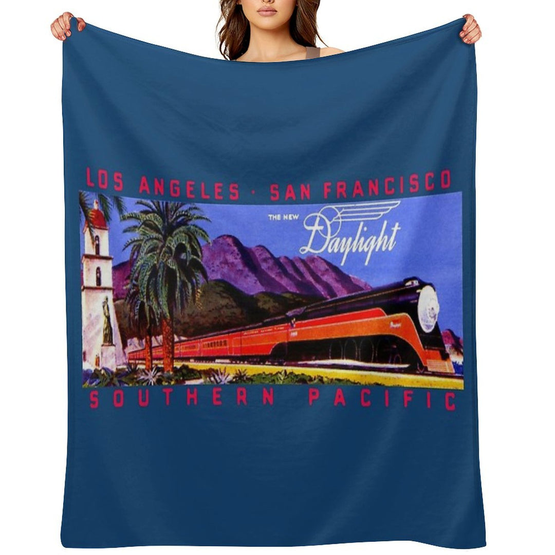 1930s Daylight Railroad Train Easy Care Throw Blanket