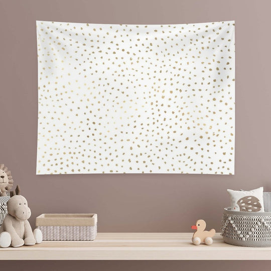 Dotted Gold And White Tapestry