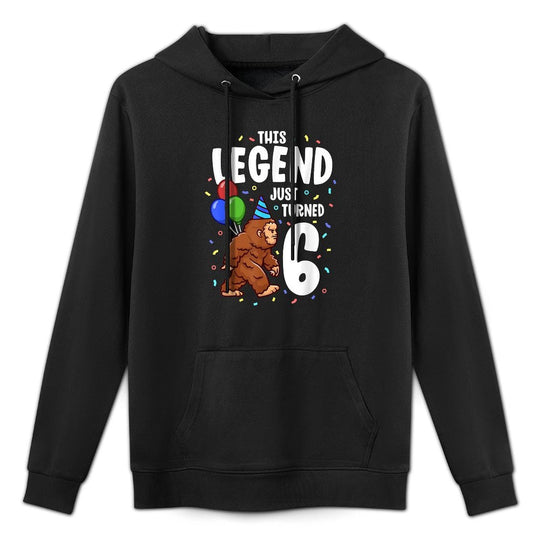 Bigfoot Birthday Party 6 Years Old Sasquatch Theme Boys Kangaroo Pocket Hoodie