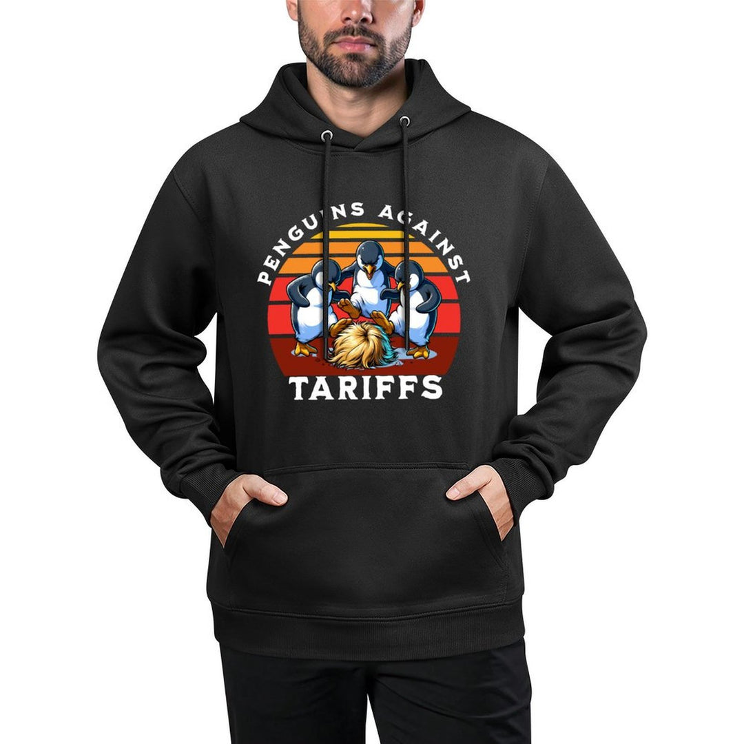 Funny Penguins Against Tariffs Resist Protest Men Women Shrink-Resistant Hoodie