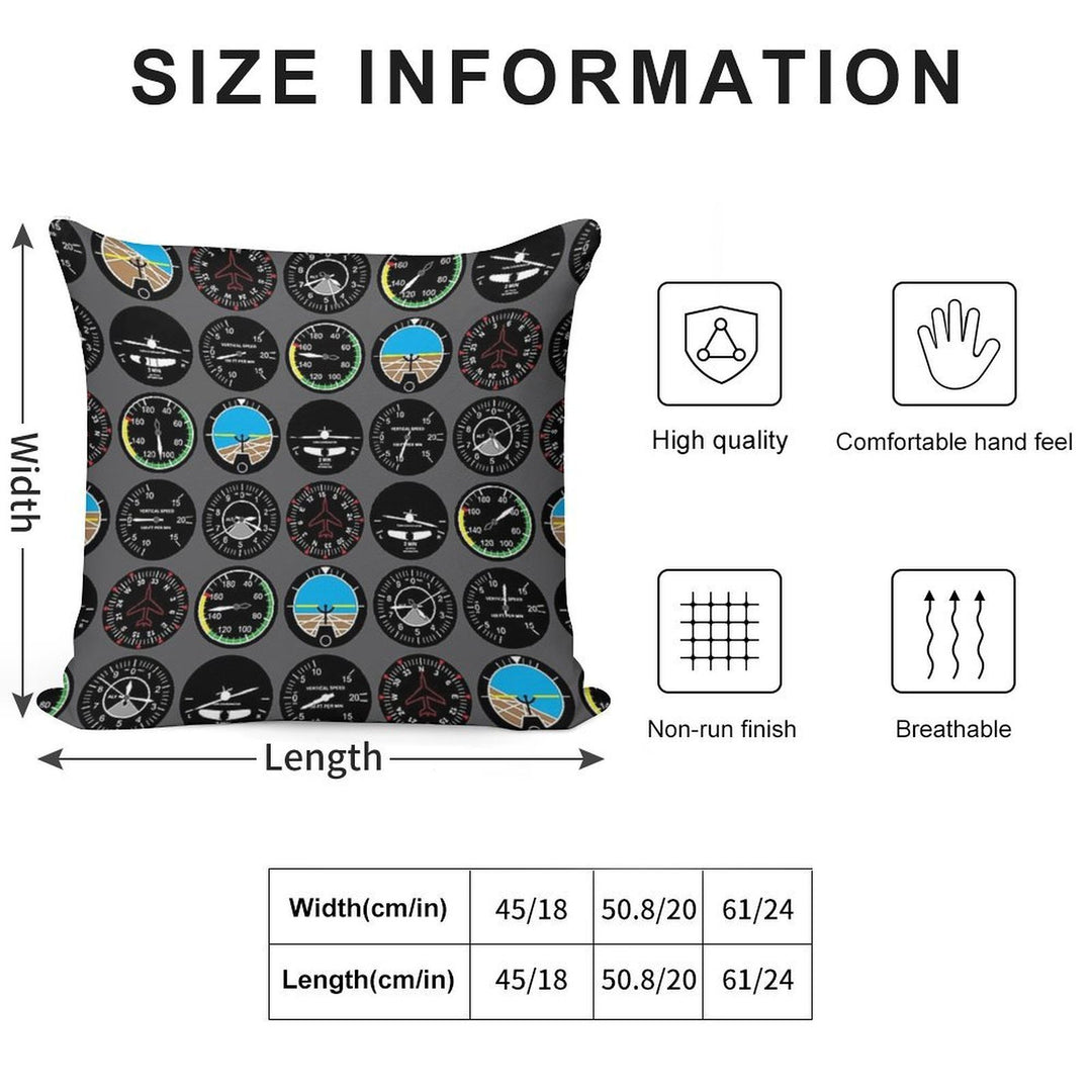 Flight Instruments Soft Decorative Cover Throw Pillow