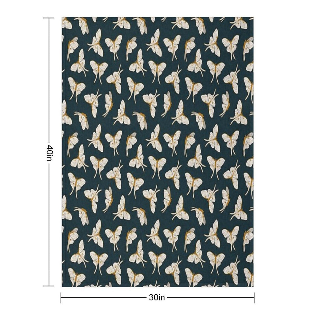 Luna Moth - Gold on Dark Teal Wrinkle-free Throw Blanket