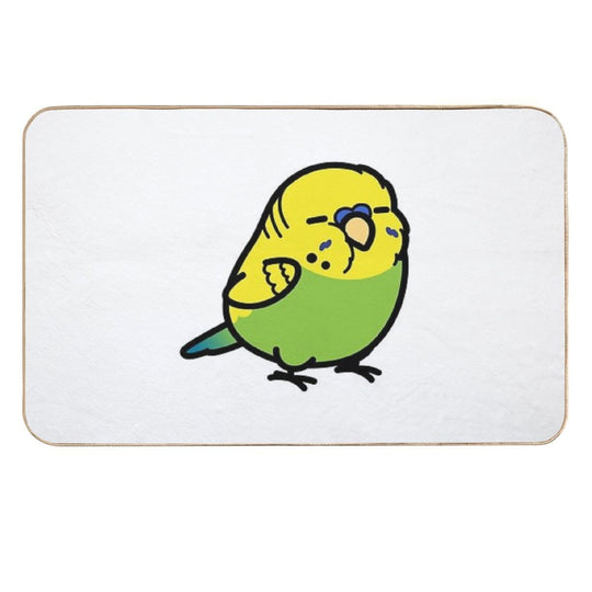 Chubby Green English Budgie - Male  Slip-Resistant Bath Mat