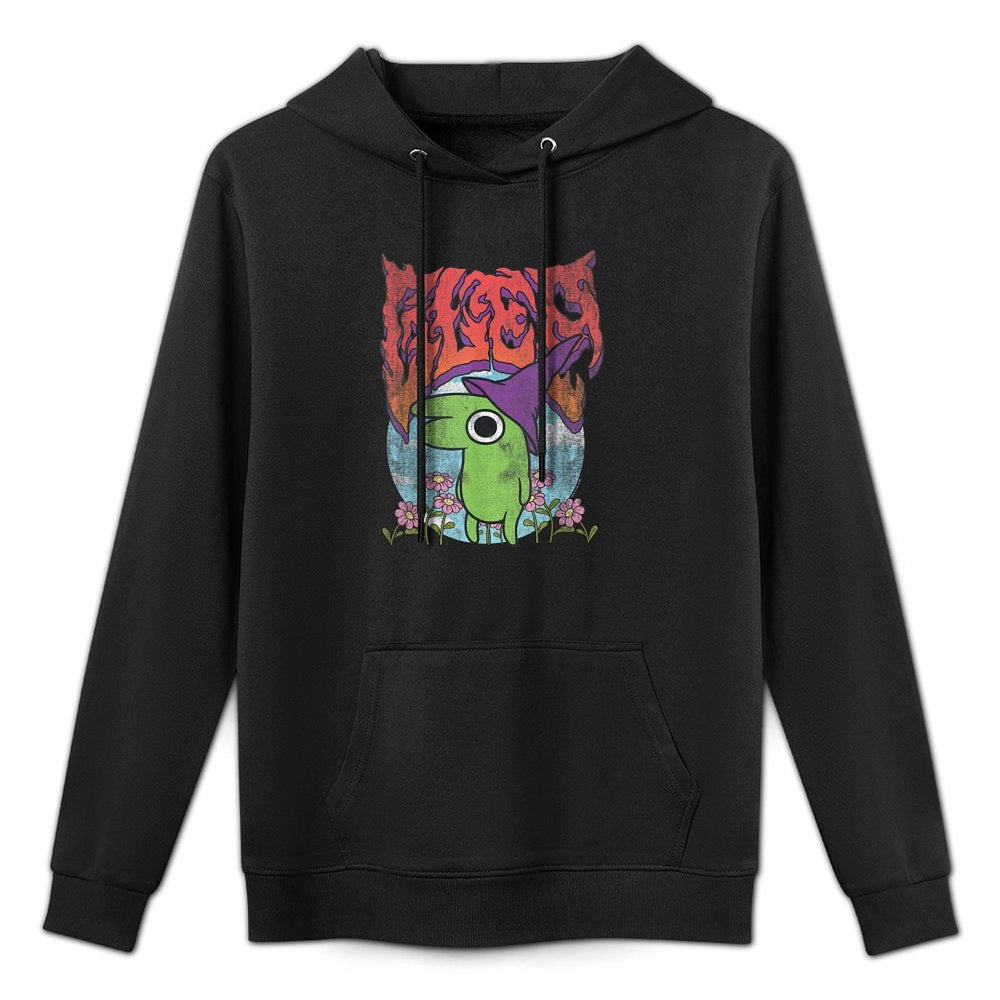 Smiling Friends Glep Vintage Heavy Metal Flowers Cartoon Relaxed Fit Hoodie