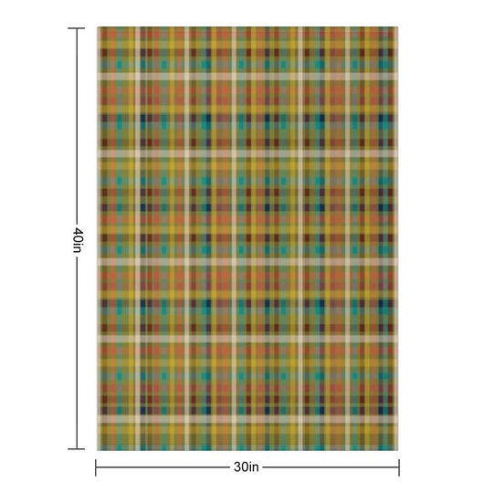 Retro Modern Plaid Pattern in Midcentury Mod Mustard, Olive, Orange, Teal, And Navy Eco-conscious Throw Blanket