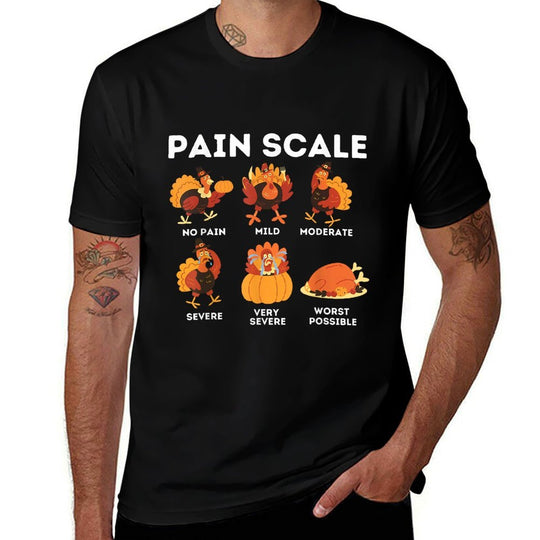 Pain Scale Turkey Pain Assessment Trauma Nurse Thanksgiving  Ribbed Collar T-Shirt