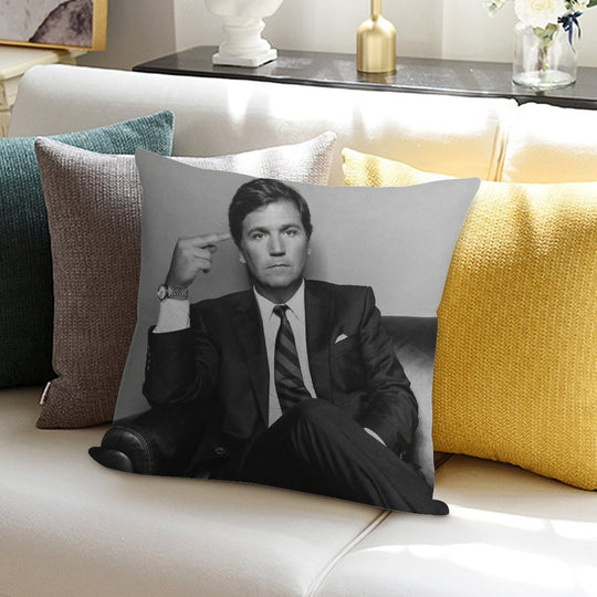 Tucker Carlson Middle Finger Soft Decorative Cover Throw Pillow