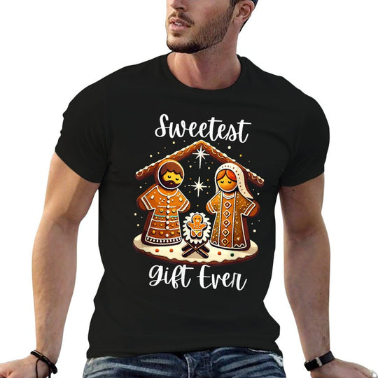 Gingerbread Christmas Nativity Sweetest Ever Jesus Mary  Classic T-Shirt