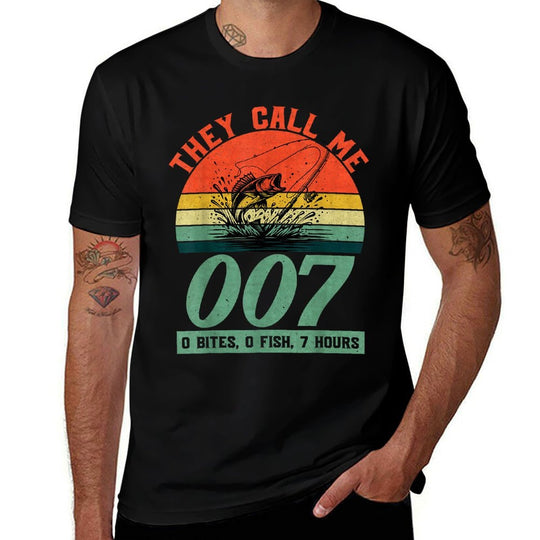 Fisherman Joke Dad - They Call Me 007 - Funny Fishing Humor  Tagless Design T-Shirt
