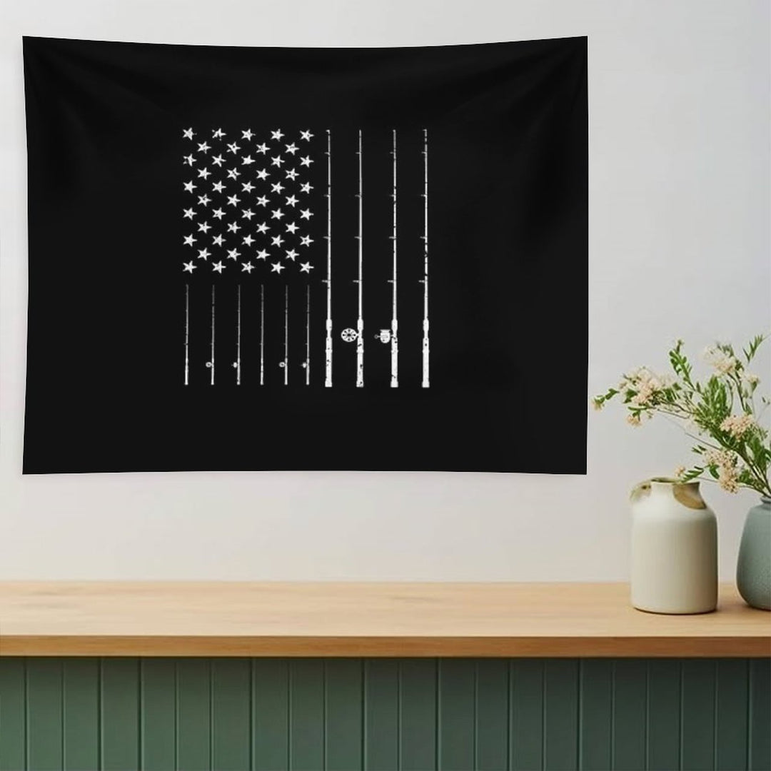 Fishing American Flag Tshirt - American Flag Fishing T-Shirt Tee Gift Tapestry