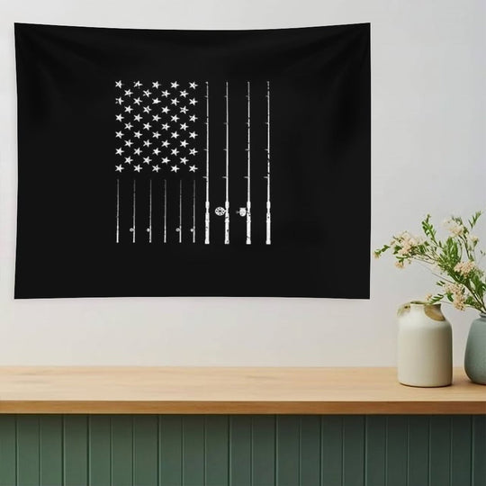 Fishing American Flag Tshirt - American Flag Fishing T-Shirt Tee Gift Tapestry