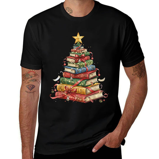 All Booked for Christmas Book Christmas Tree Lights  Slim-fit Cut T-Shirt