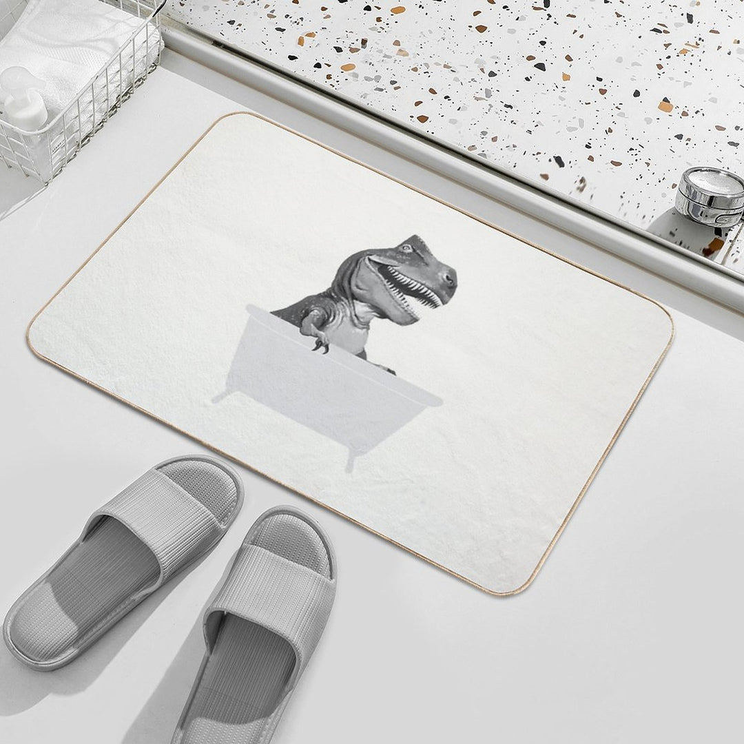 Vintage T-Rex in Bathtub  Repositionable Bath Mat