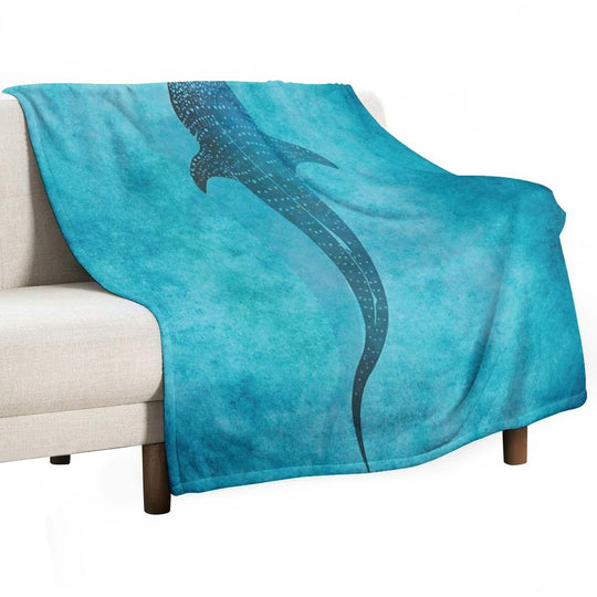 Whale Shark Blue Ocean Travel-friendly Throw Blanket