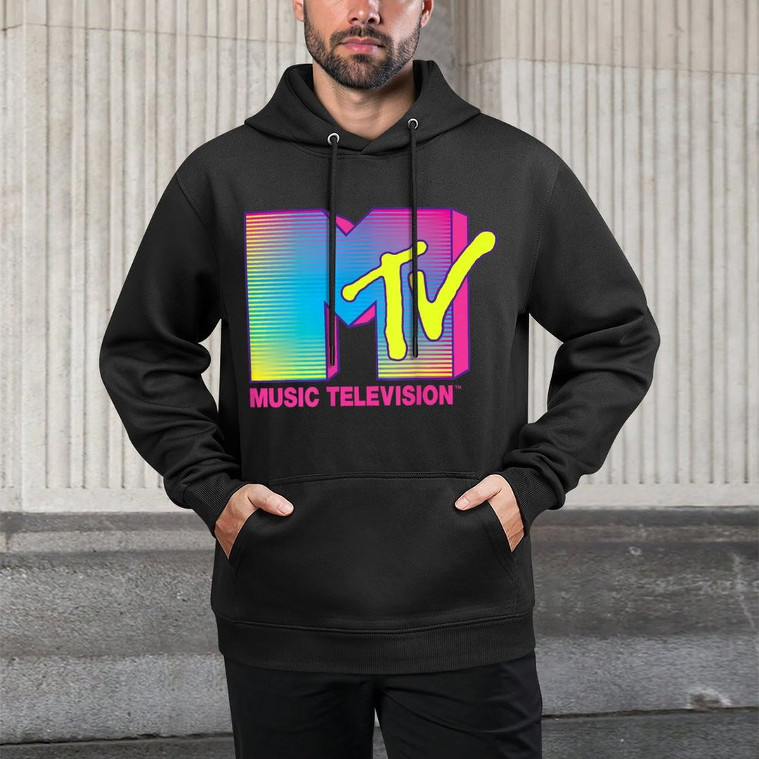MTV Logo Fluorescent Colors Retro Design All-Day Comfort Hoodie