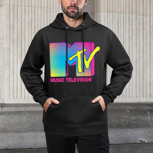 MTV Logo Fluorescent Colors Retro Design All-Day Comfort Hoodie