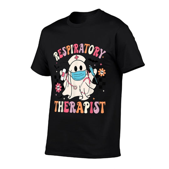 Groovy Spooky Respiratory Therapist Halloween RT Nurse  Fade-proof Color T-Shirt