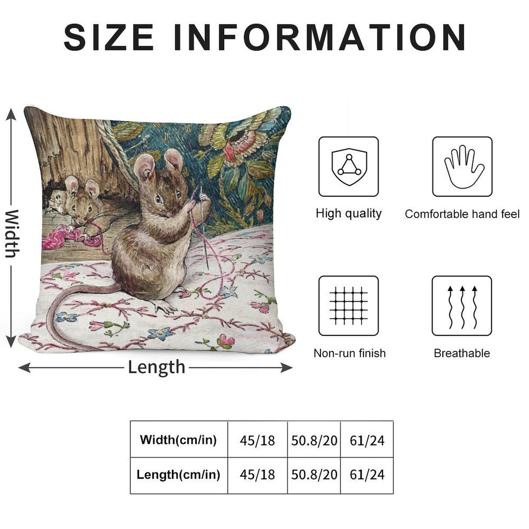 The Mice Go to Work - The Tailor of Gloucester - Beatrix Potter Soft Gift Ready Throw Pillow